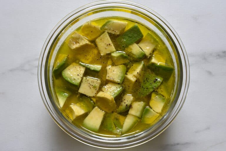 Diced avocado in a lemon and lime marinade.