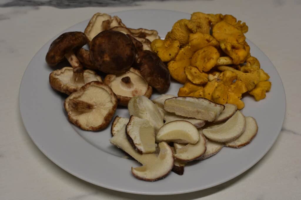 Skiitake, chanterelle and porcini mushrooms