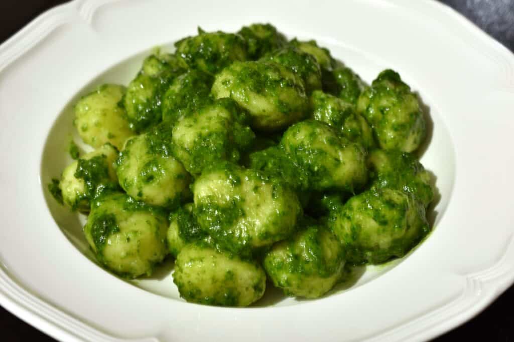 Potato gnocchi with vegan wild garlic (ramsons) pesto