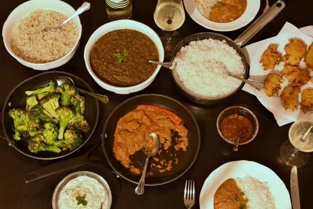 A complete Indian meal.