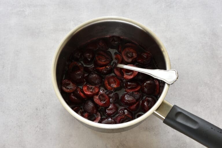 Cherry sauce in a pan